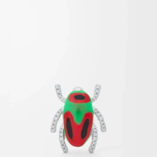 Scarabeo Brooch In Sterling Silver And Enamel
