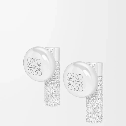 Pebble Stud Earrings In Sterling Silver And Crystals
