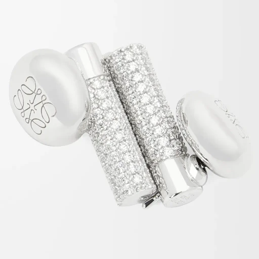 Pebble Stud Earrings In Sterling Silver And Crystals