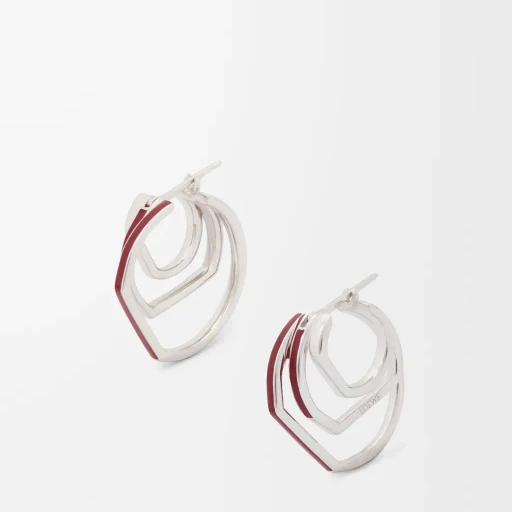 Stacked Hoop Earrings In Sterling Silver And Enamel