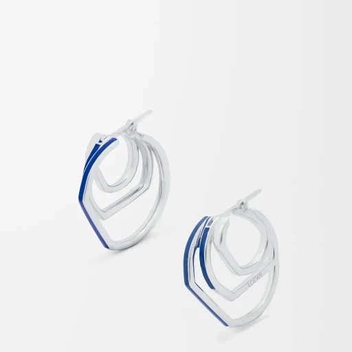 Stacked Hoop Earrings In Sterling Silver And Enamel