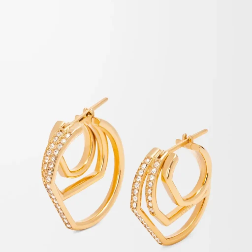 Stacked Hoop Earrings In Sterling Silver And Crystals