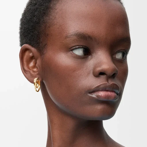 Stacked Hoop Earrings In Sterling Silver And Crystals
