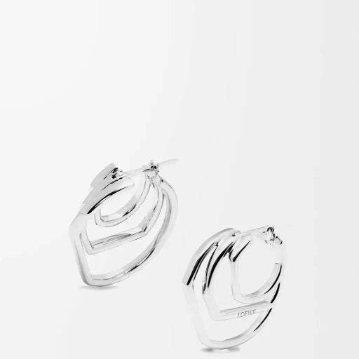 Stacked Hoop Earrings In Sterling Silver