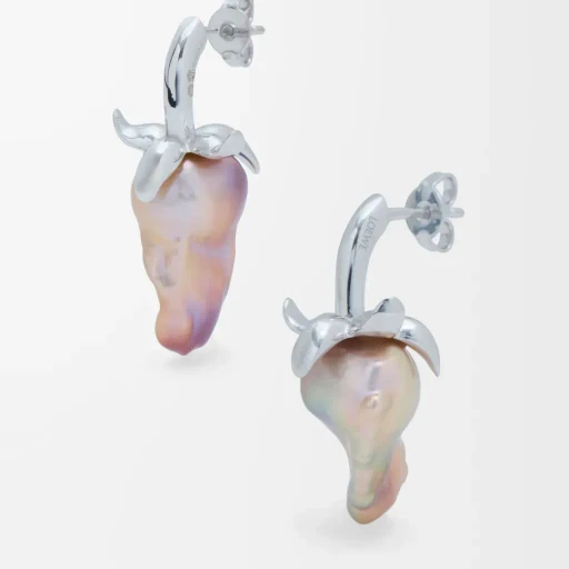 Strawberry Earrings In Sterling Silver And Pearl