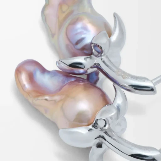 Strawberry Earrings In Sterling Silver And Pearl