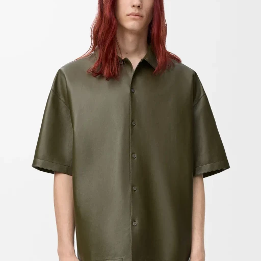 Short Sleeve Shirt In Nappa Lambskin