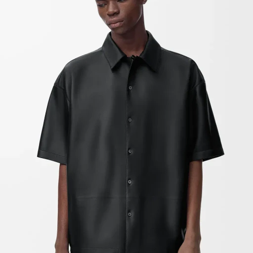 Short Sleeve Shirt In Nappa Lambskin