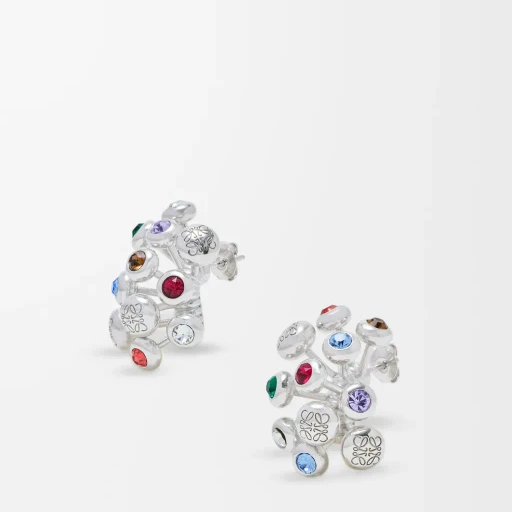 Push Pin Earrings In Sterling Silver And Crystals