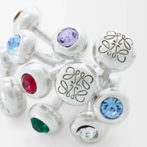 Push Pin Earrings In Sterling Silver And Crystals