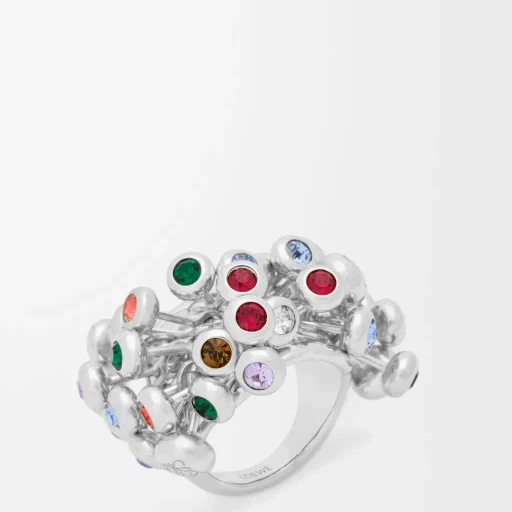Push Pin Ring In Sterling Silver And Crystals