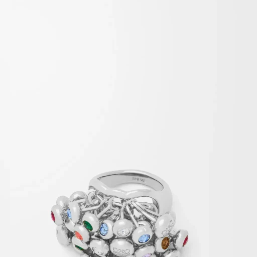 Push Pin Ring In Sterling Silver And Crystals