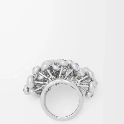 Push Pin Ring In Sterling Silver And Crystals