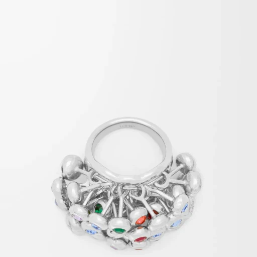Push Pin Ring In Sterling Silver And Crystals