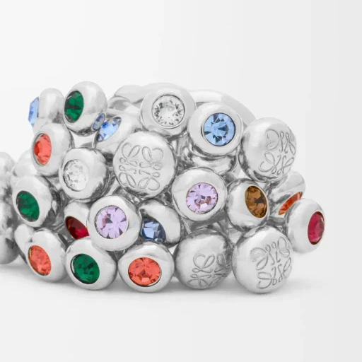 Push Pin Ring In Sterling Silver And Crystals