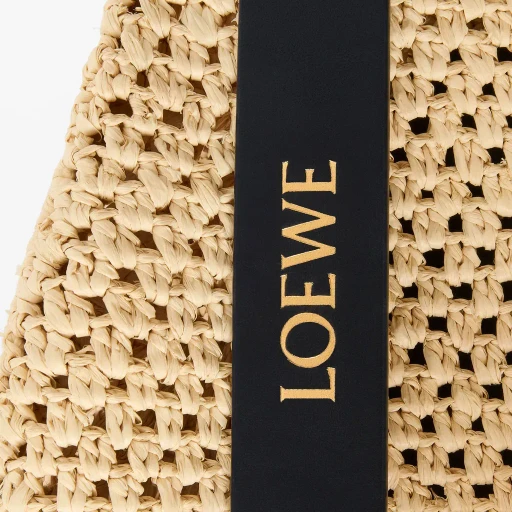 Small Punch Hole Hobo In Raffia And Calfskin