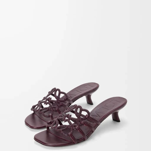 Petal Anagram Slide In Rhinestone-Embellished Suede