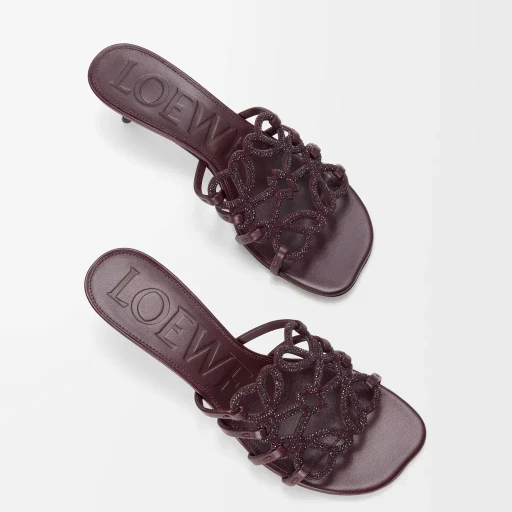 Petal Anagram Slide In Rhinestone-Embellished Suede