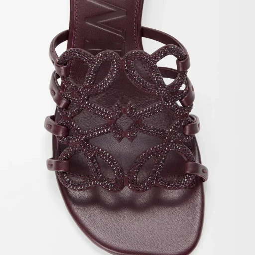 Petal Anagram Slide In Rhinestone-Embellished Suede