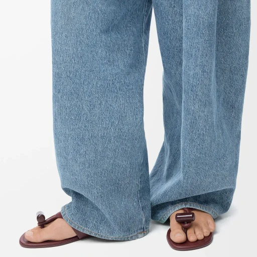 Toggle Flat Sandal In Shiny Smoot Calfskin