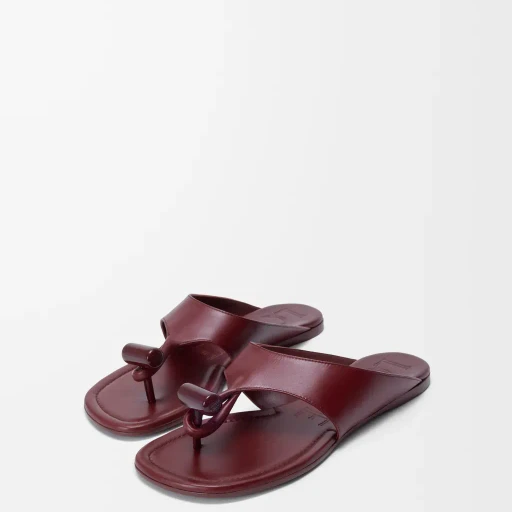 Toggle Flat Sandal In Shiny Smoot Calfskin