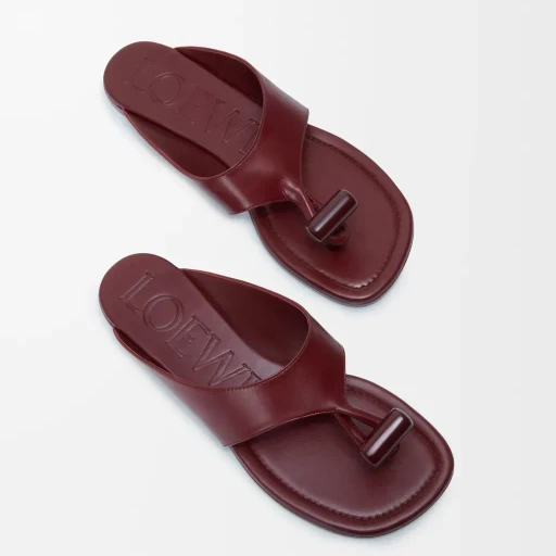 Toggle Flat Sandal In Shiny Smoot Calfskin