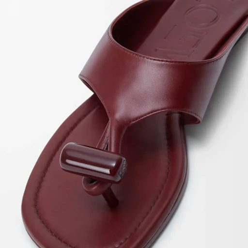 Toggle Flat Sandal In Shiny Smoot Calfskin
