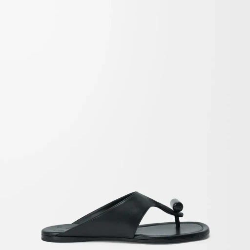 Toggle Flat Sandal In Shiny Smoot Calfskin