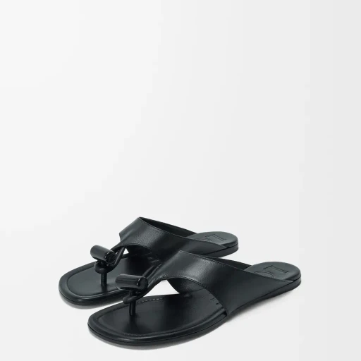 Toggle Flat Sandal In Shiny Smoot Calfskin