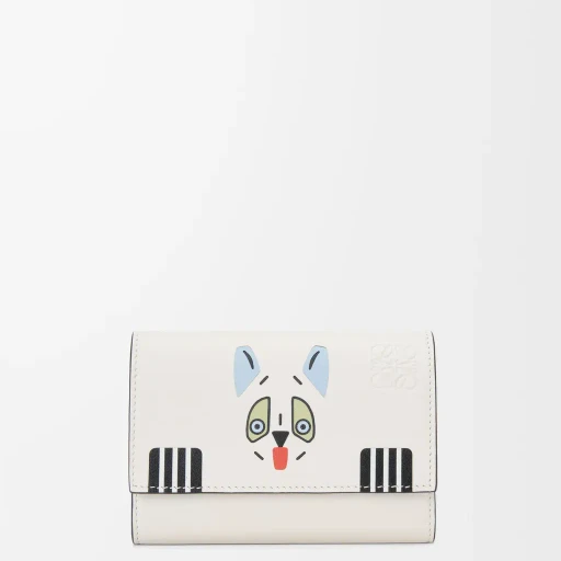 Futurist Cat Small Vertical Wallet In Classic Calfskin