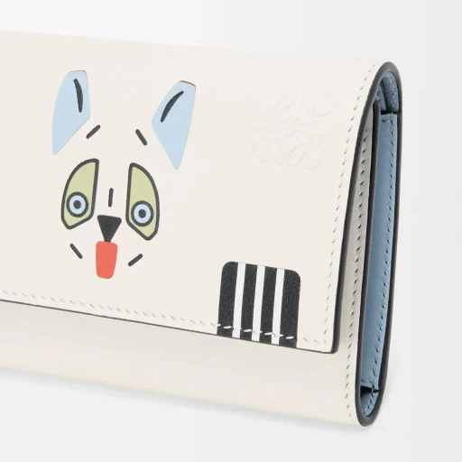 Futurist Cat Small Vertical Wallet In Classic Calfskin