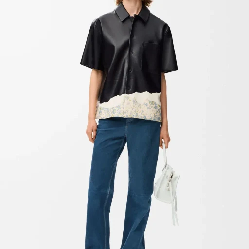 Short Sleeve Shirt In Nappa Lambskin
