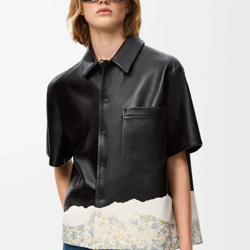 Short Sleeve Shirt In Nappa Lambskin
