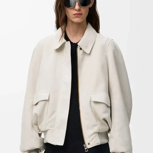 Bomber Jacket In Suede Goatskin