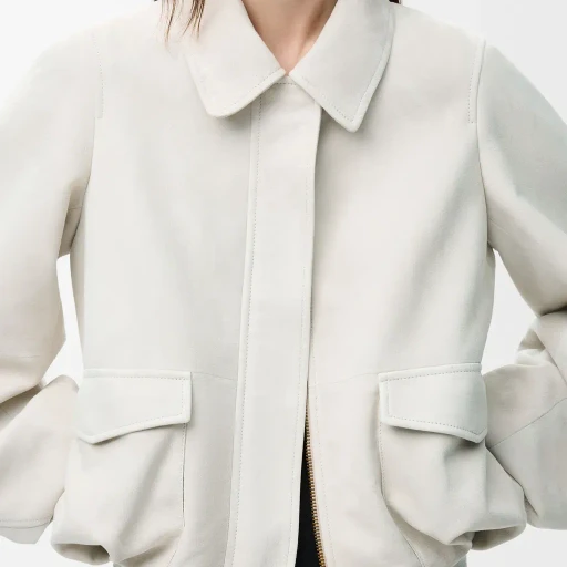 Bomber Jacket In Suede Goatskin