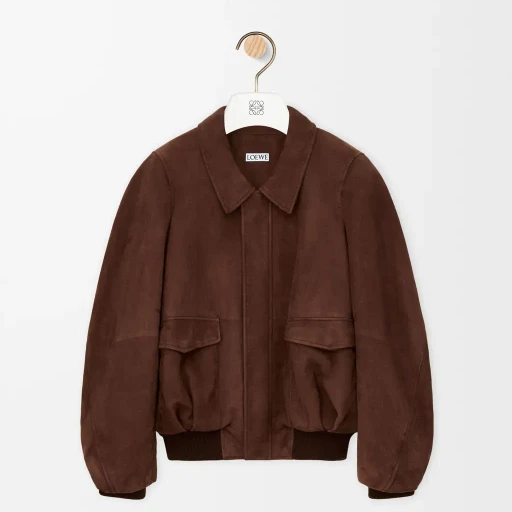 Bomber Jacket In Suede Goatskin