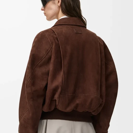 Bomber Jacket In Suede Goatskin