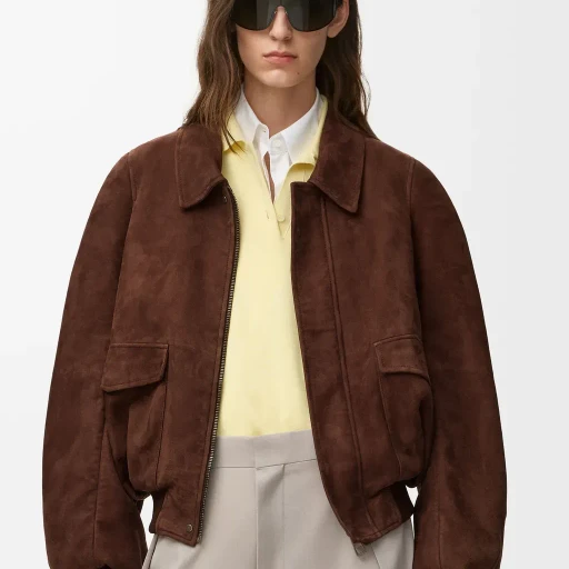 Bomber Jacket In Suede Goatskin