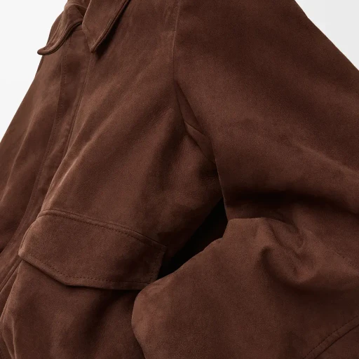 Bomber Jacket In Suede Goatskin