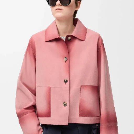Turn-Up Jacket In Suede Lambskin