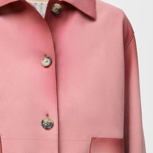 Turn-Up Jacket In Suede Lambskin