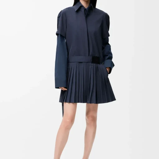 Pleated Dress In Cotton Blend