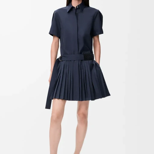 Pleated Dress In Cotton Blend