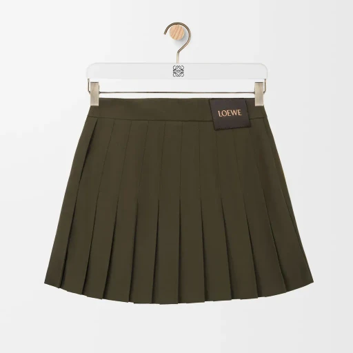 Pleated Mini Skirt In Cotton Blend