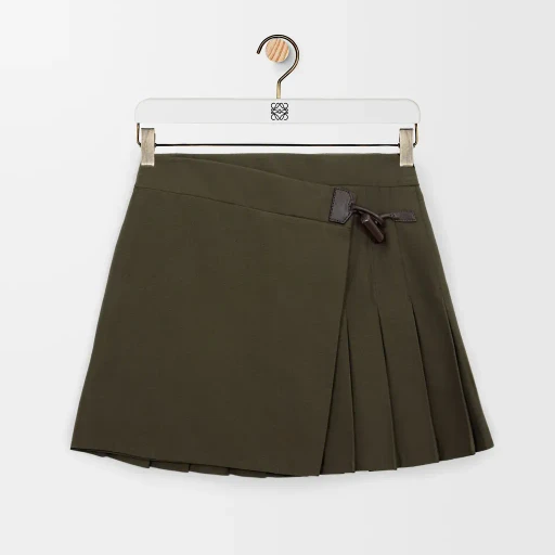 Pleated Mini Skirt In Cotton Blend