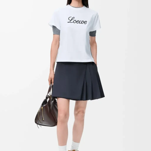 Pleated Mini Skirt In Cotton Blend
