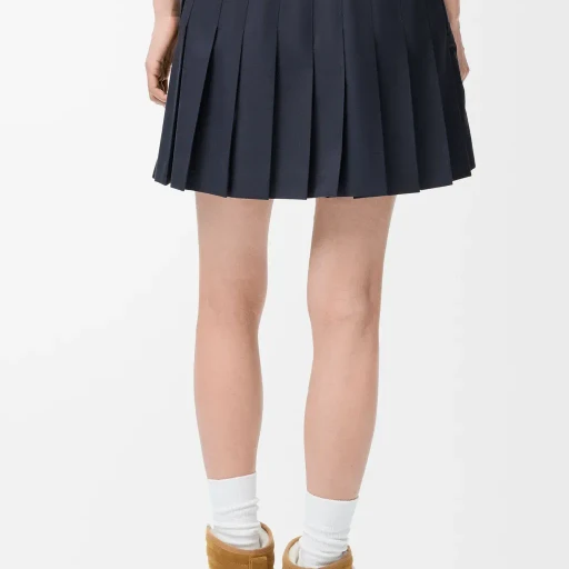 Pleated Mini Skirt In Cotton Blend