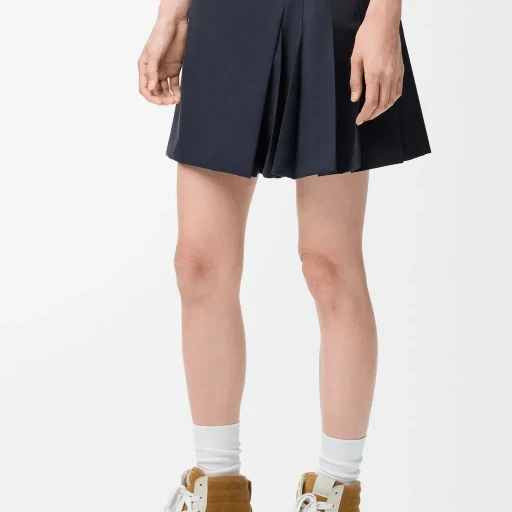 Pleated Mini Skirt In Cotton Blend