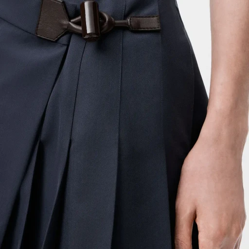 Pleated Mini Skirt In Cotton Blend