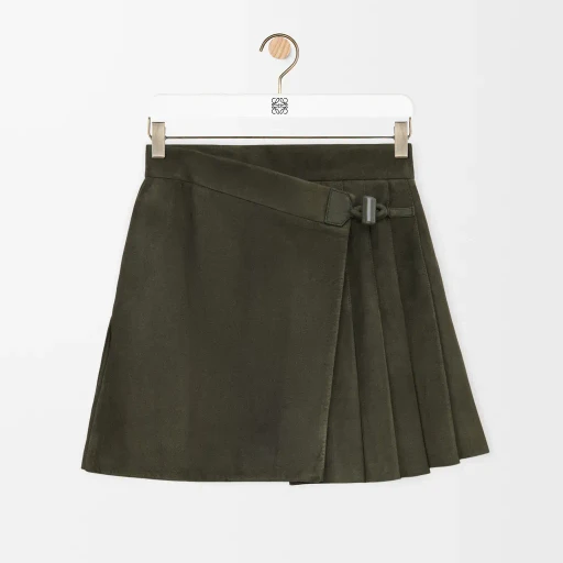 Pleated Mini Skirt In Suede Lambskin